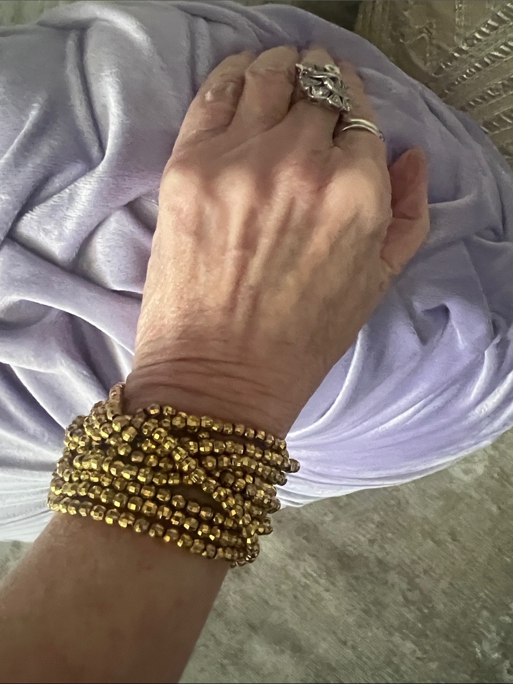 Vintage Gold Multi-Strand Beaded Wrap Bracelet